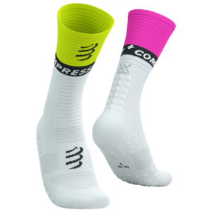 Mid Compression Socks V2.0 - White/Safe Yellow/Neo Pink
