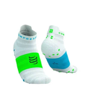 Compressport Pro Racing Socks V4.0 Ultralight Run (Low) White/Norse Blue/Neon Green